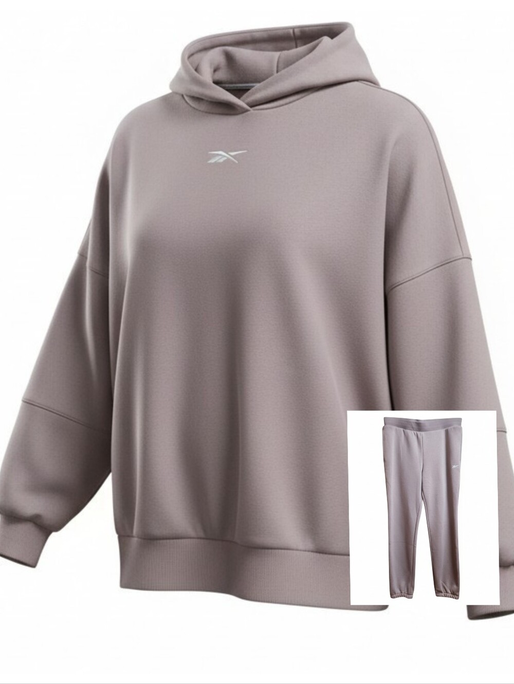 Reebok Women's Taupe-Light Oversized Hoodie Sweatshirt & Sweatpants Set